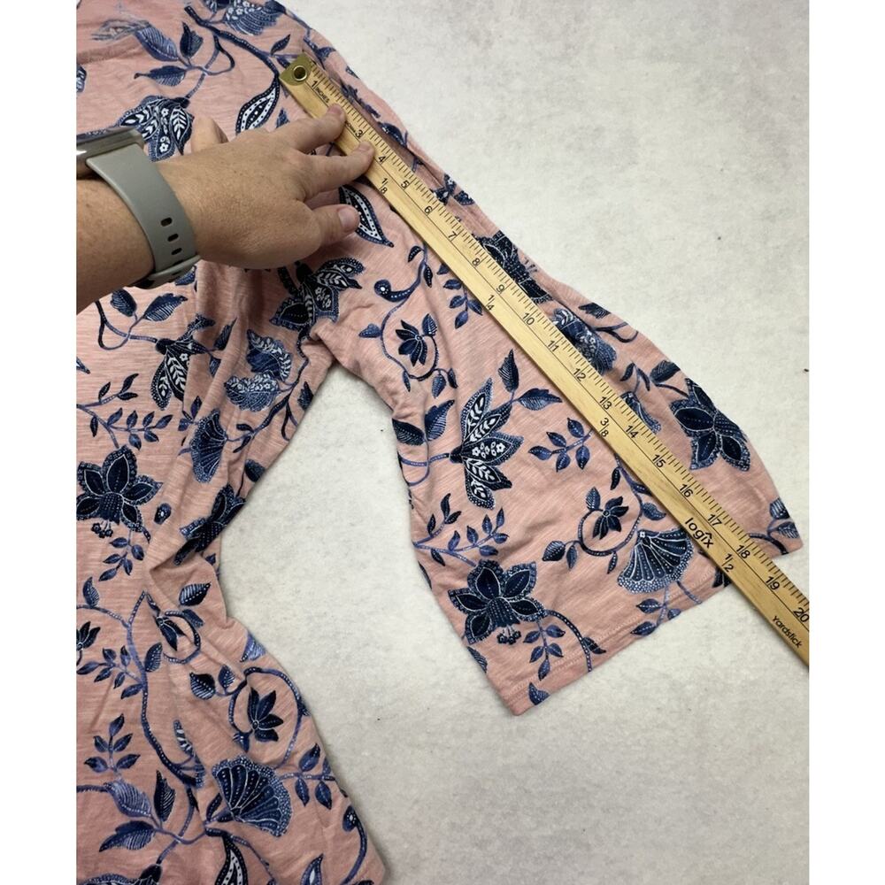J Jill Top Womens XL Blouse Pink Floral Print Stretch Boatneck Romantic - Picture 5 of 8